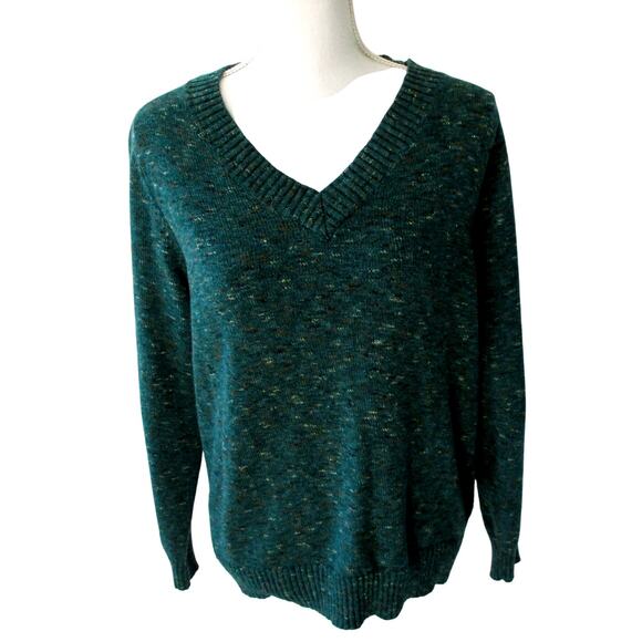 Croft & Barrow Women's Green Long Sleeve Stretch V-Neck Sweater Size Large - Picture 1 of 10
